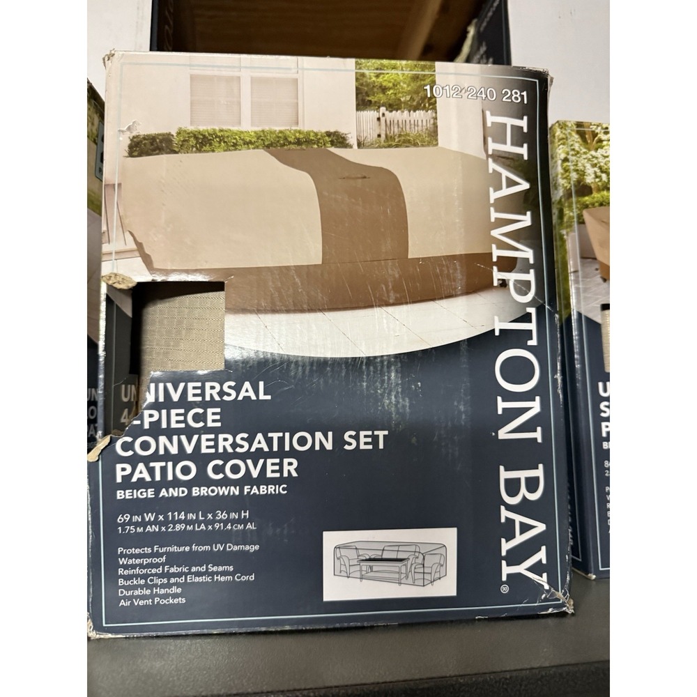 Hampton Bay 4pc Conversation Set Patio Cover 69"w X 114" L X 36"H 1012 240 281